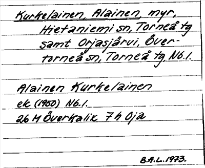 Bild på arkivkortet för arkivposten Kurkelainen, Alainen