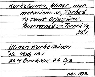 Bild på arkivkortet för arkivposten Kurkelainen, Ylinen