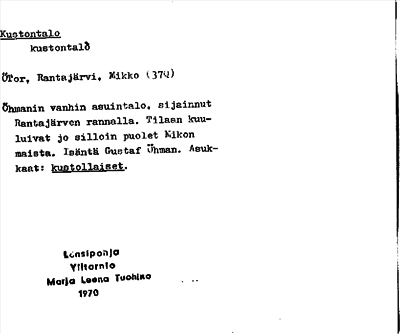 Bild på arkivkortet för arkivposten Kustontalo