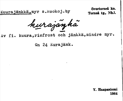 Bild på arkivkortet för arkivposten Kuurajänkkä