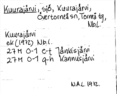 Bild på arkivkortet för arkivposten Kuurajärvi