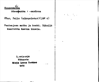 Bild på arkivkortet för arkivposten Kuusenmutka