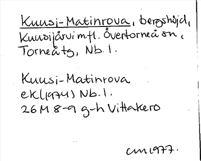 Bild på arkivkortet för arkivposten Kuusi-Matinrova