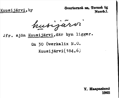 Bild på arkivkortet för arkivposten Kuusijärvi