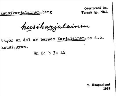 Bild på arkivkortet för arkivposten Kuusikarjalainen