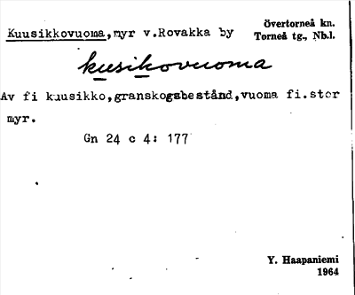 Bild på arkivkortet för arkivposten Kuusikkovuoma