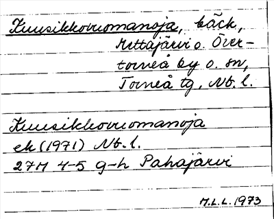 Bild på arkivkortet för arkivposten Kuusikkovuomanoja