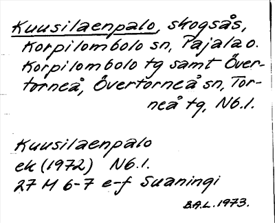 Bild på arkivkortet för arkivposten Kuusilaenpalo