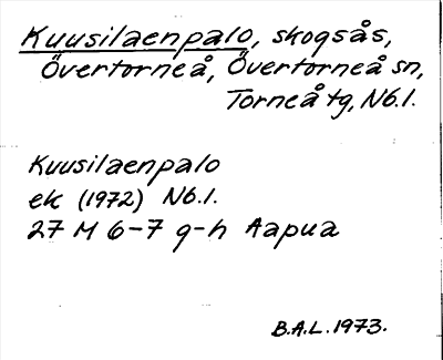 Bild på arkivkortet för arkivposten Kuusilaenpalo