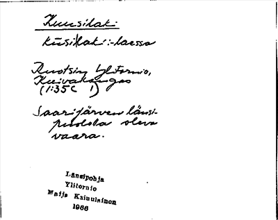Bild på arkivkortet för arkivposten Kuusilaki