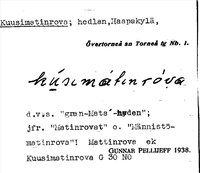Bild på arkivkortet för arkivposten Kuusimatinrova