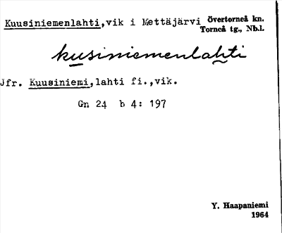 Bild på arkivkortet för arkivposten Kuusiniemenlahti