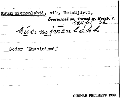 Bild på arkivkortet för arkivposten Kuusiniemenlahti