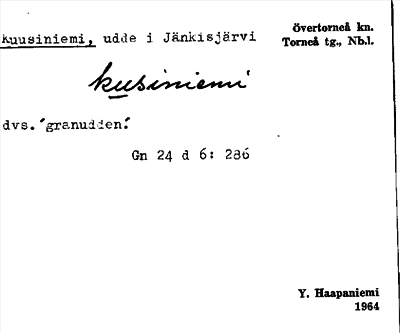 Bild på arkivkortet för arkivposten Kuusiniemi