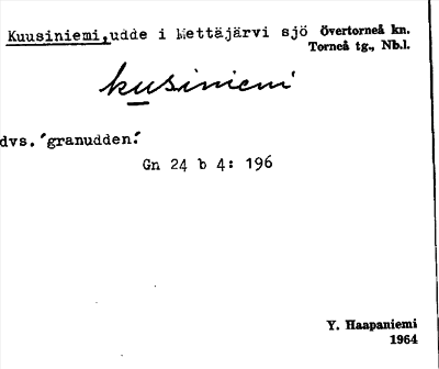 Bild på arkivkortet för arkivposten Kuusiniemi