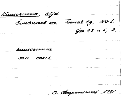Bild på arkivkortet för arkivposten Kuusiromio