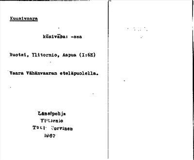 Bild på arkivkortet för arkivposten Kuusivaara