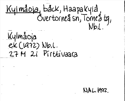 Bild på arkivkortet för arkivposten Kylmäoja