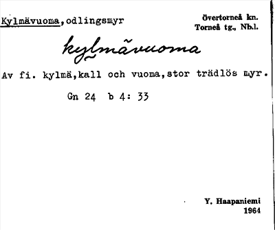 Bild på arkivkortet för arkivposten Kylmävuoma
