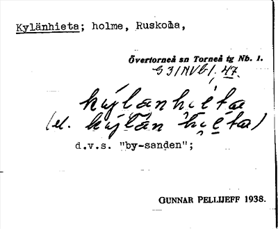 Bild på arkivkortet för arkivposten Kylänhieta