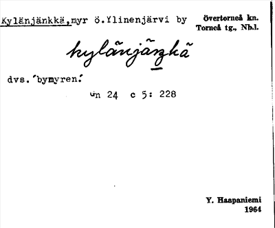 Bild på arkivkortet för arkivposten Kylänjänkkä