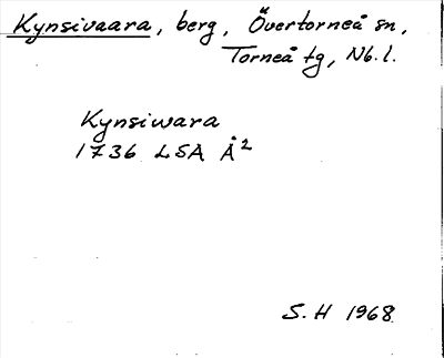Bild på arkivkortet för arkivposten Kynsivaara