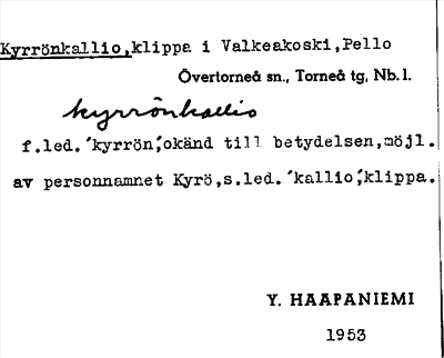Bild på arkivkortet för arkivposten Kyrrönkallio