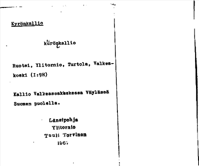 Bild på arkivkortet för arkivposten Kyrönkallio