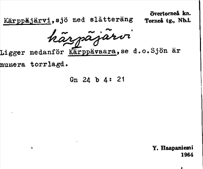 Bild på arkivkortet för arkivposten Kärppäjärvi
