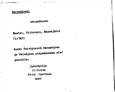 Bild på arkivkortet för arkivposten Kärppäkoski