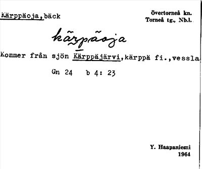 Bild på arkivkortet för arkivposten Kärppäoja