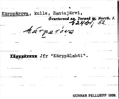 Bild på arkivkortet för arkivposten Kärppärova