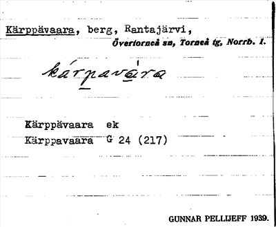 Bild på arkivkortet för arkivposten Kärppävaara