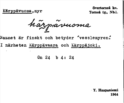 Bild på arkivkortet för arkivposten Kärppävuoma