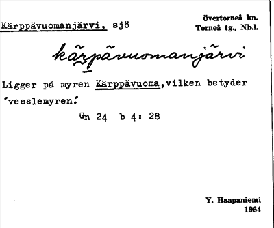 Bild på arkivkortet för arkivposten Kärppävuomanjärvi