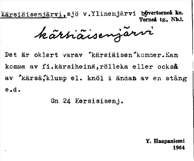 Bild på arkivkortet för arkivposten Kärsiäisenjärvi