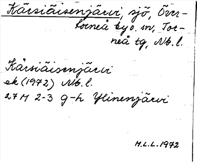 Bild på arkivkortet för arkivposten Kärsiäisenjärvi