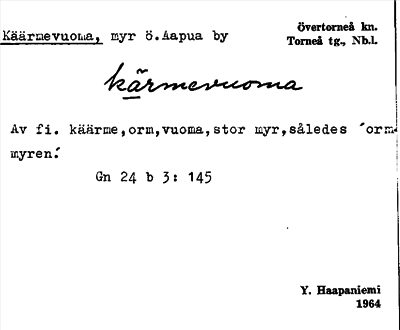 Bild på arkivkortet för arkivposten Käärmevuoma