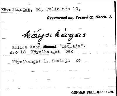 Bild på arkivkortet för arkivposten Köysikangas