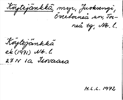 Bild på arkivkortet för arkivposten Köytejänkkä