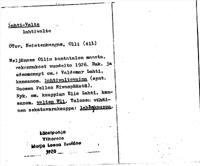 Bild på arkivkortet för arkivposten Lahti-Valte