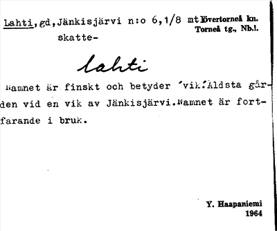 Bild på arkivkortet för arkivposten Lahti
