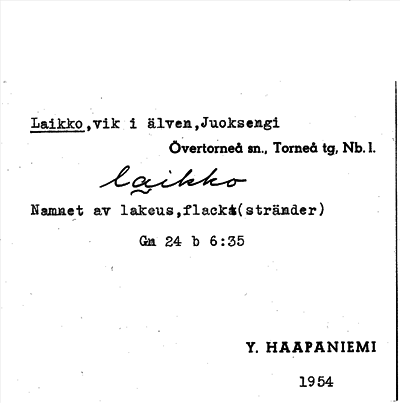 Bild på arkivkortet för arkivposten Laikko