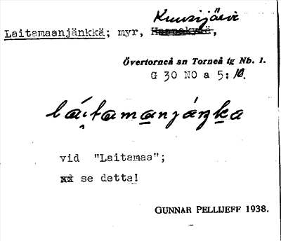 Bild på arkivkortet för arkivposten Laitamaanjänkkä