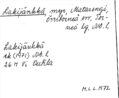 Bild på arkivkortet för arkivposten Lakijänkkä