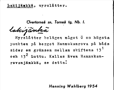 Bild på arkivkortet för arkivposten Lakijänkkä