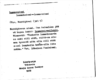Bild på arkivkortet för arkivposten Lammasniemi