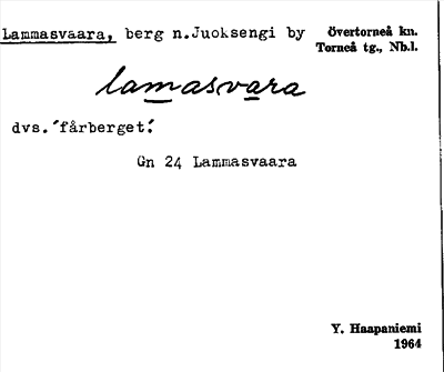 Bild på arkivkortet för arkivposten Lammasvaara