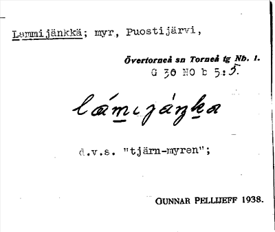 Bild på arkivkortet för arkivposten Lammijänkkä