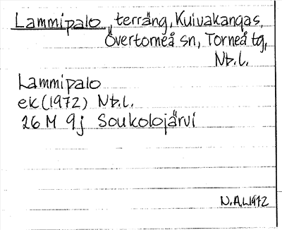 Bild på arkivkortet för arkivposten Lammipalo